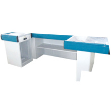 Good selling checkout counter with conveyor belt JS-CC01 for shop, used retail checkout counters for sale